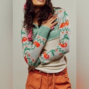 We The Free Cherry Cola Swit Cuff Sweater